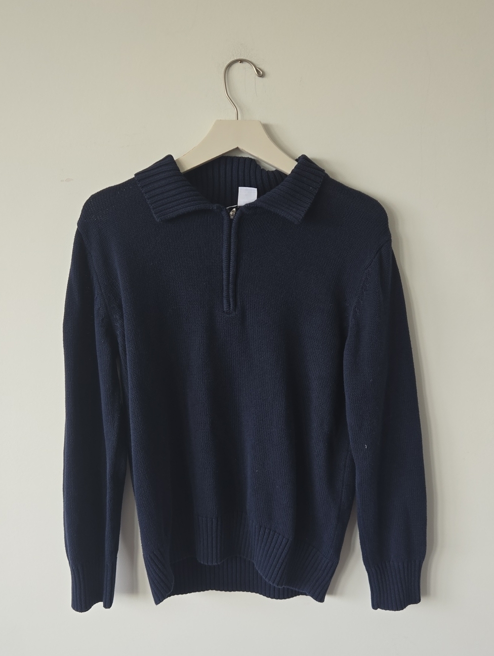 Men's Navy Half-Zip Collared Sweater